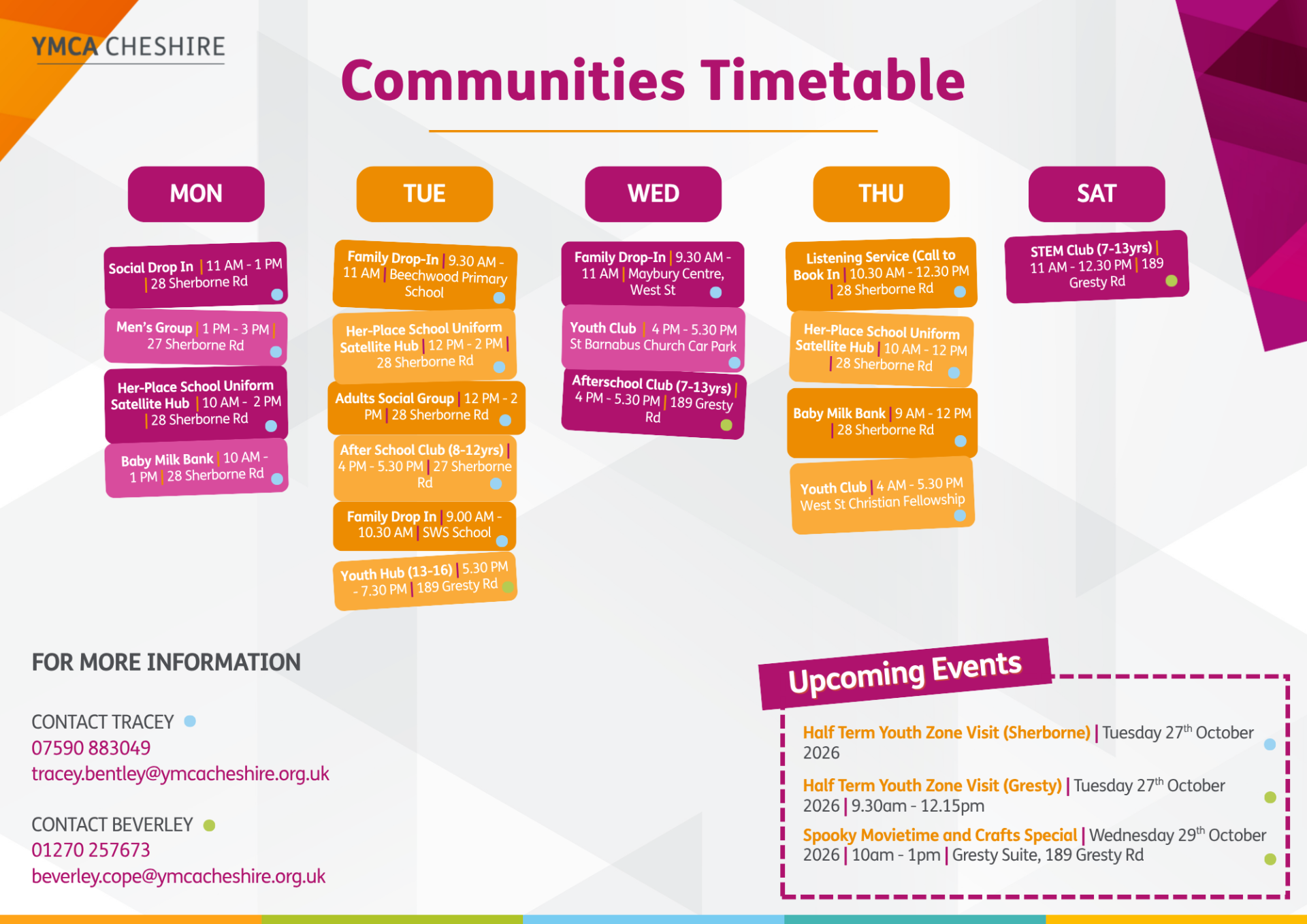 YMCA Communities Timetable